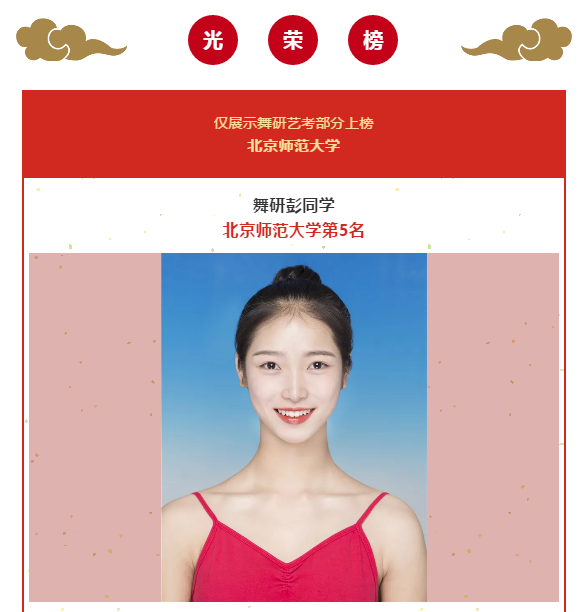 舞研北师大捷报！震撼来袭，前10名就有4人来自舞研艺考！