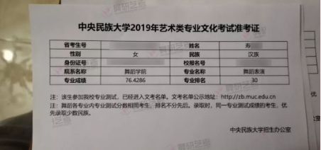 舞研优秀学员：寿同学，成功上榜民大、首师、北师等舞蹈院校！