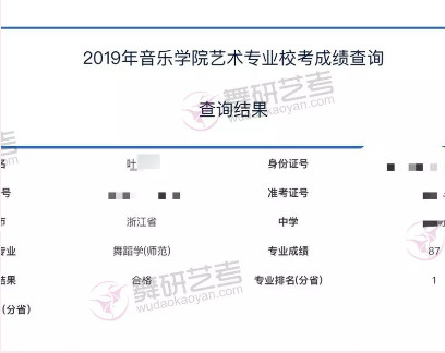 舞研优秀学员：叶同学，成功上榜首师等舞蹈院校！