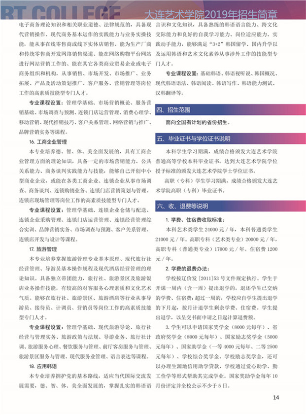 2019年大連藝術(shù)學(xué)院招生簡章