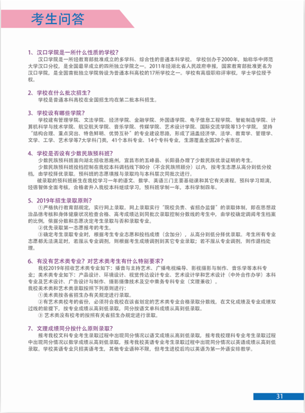 2019年汉口学院报考指南