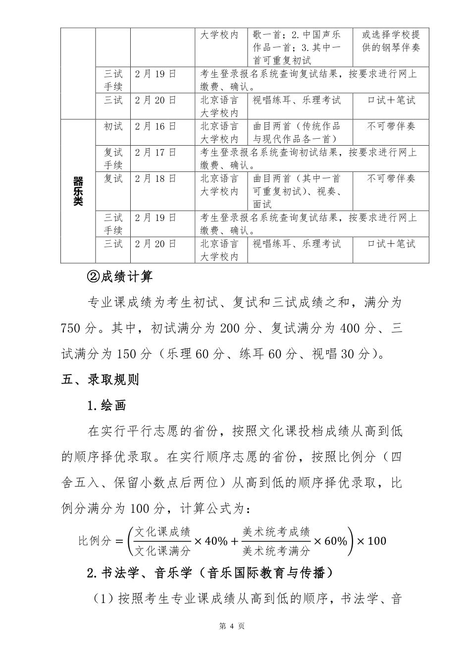 2020年北京语言大学艺术类本科招生简章