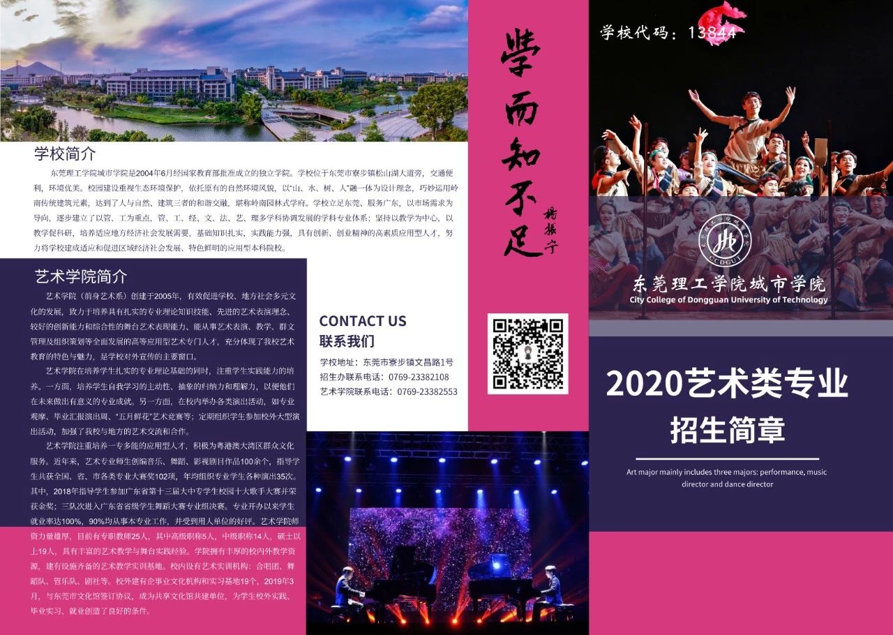 2020年东莞理工学院城市学院艺术类专业招生简章正式发布