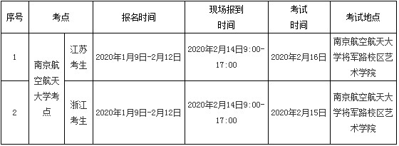 2020年南京航空航天大學音樂表演專業招生簡章