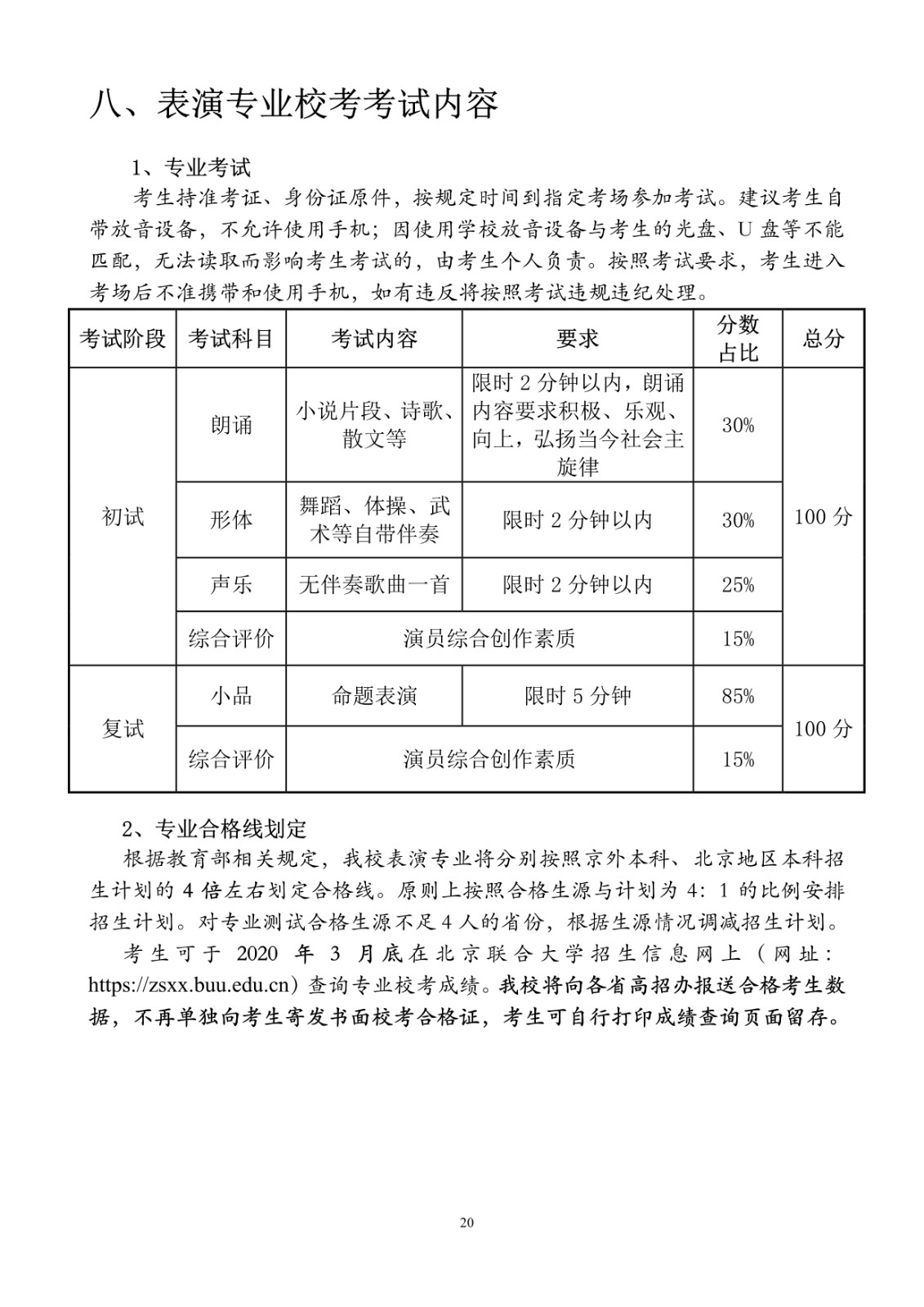 2020年北京聯合大學藝術類招生簡章