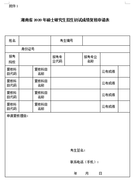 3月25-27日！湖南2020年全国硕士研究生招生初试成绩可申请复核