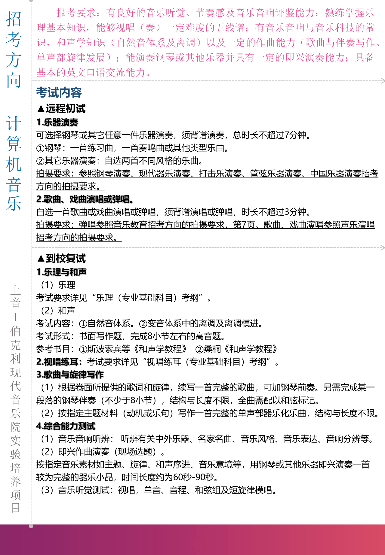 2020上海音乐学院本科艺术类专业招生简章调整版