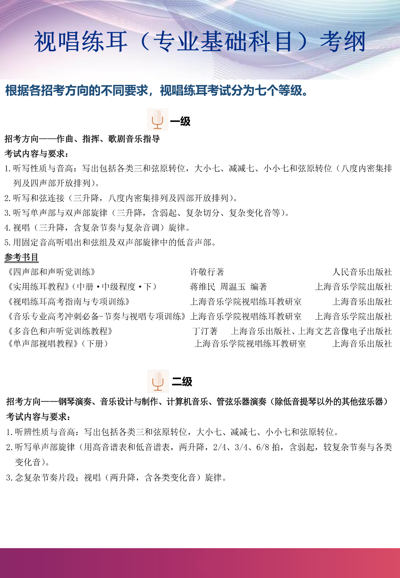 2020上海音乐学院本科艺术类专业招生简章调整版
