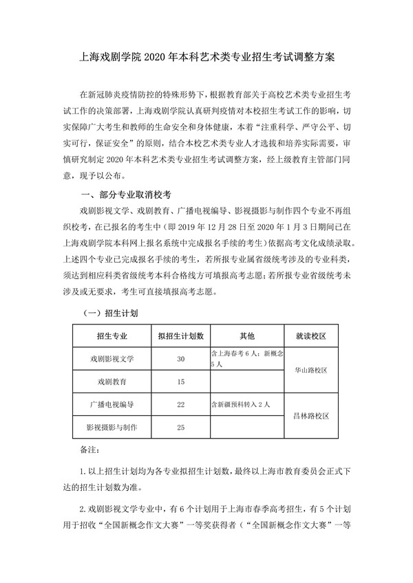 上海戏剧学院2020年本科艺术类专业招生考试调整方案_1_副本.jpg