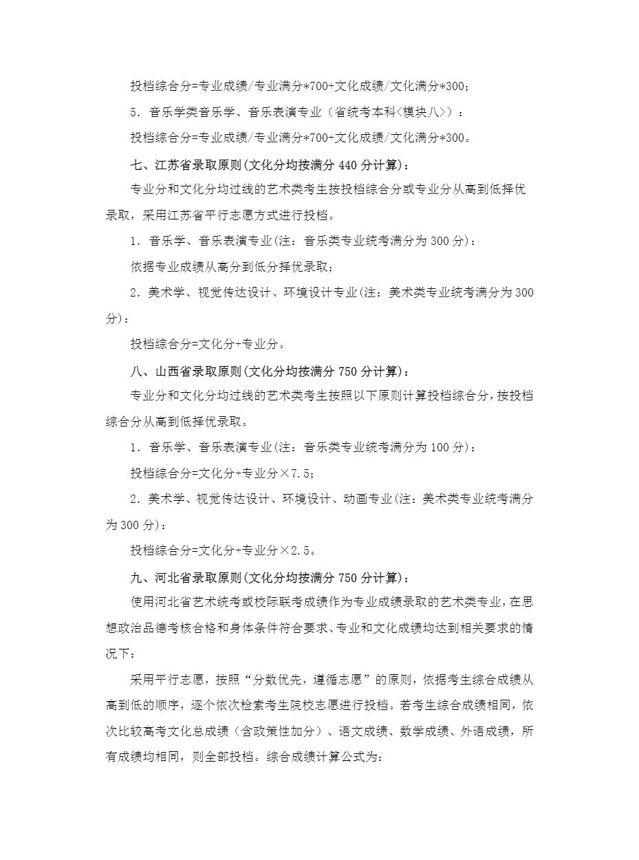 2020年黃岡師范學院藝術類專業錄取原則
