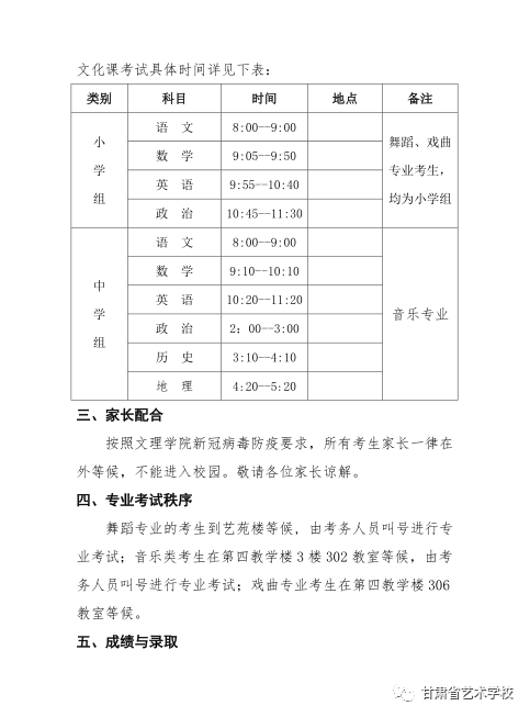 甘肃省艺术学校2020年招生公告（第二期）