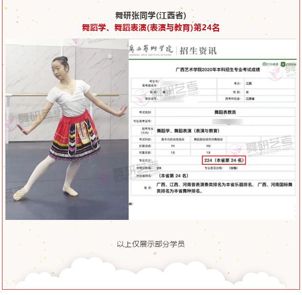 2020年广西艺术学院舞蹈校考状元诞生！舞研多名学员成绩名列前茅！