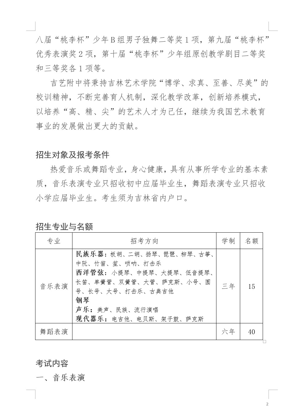 2020年吉林艺术学院附属中等专业学校招生简章