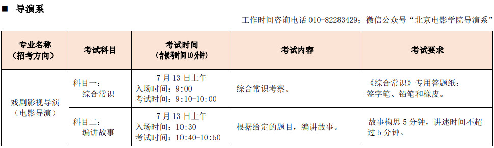 2020年北京電影學院藝術類本科招生專業終選考試方案