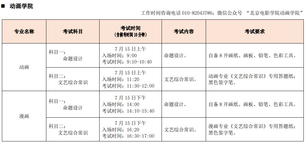 2020年北京電影學院藝術類本科招生專業終選考試方案