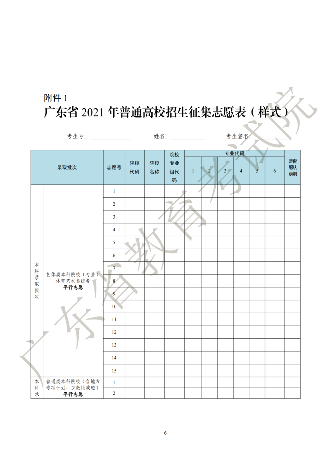 关于做好广东省2021年本科批次征集志愿和网上录取工作的通知