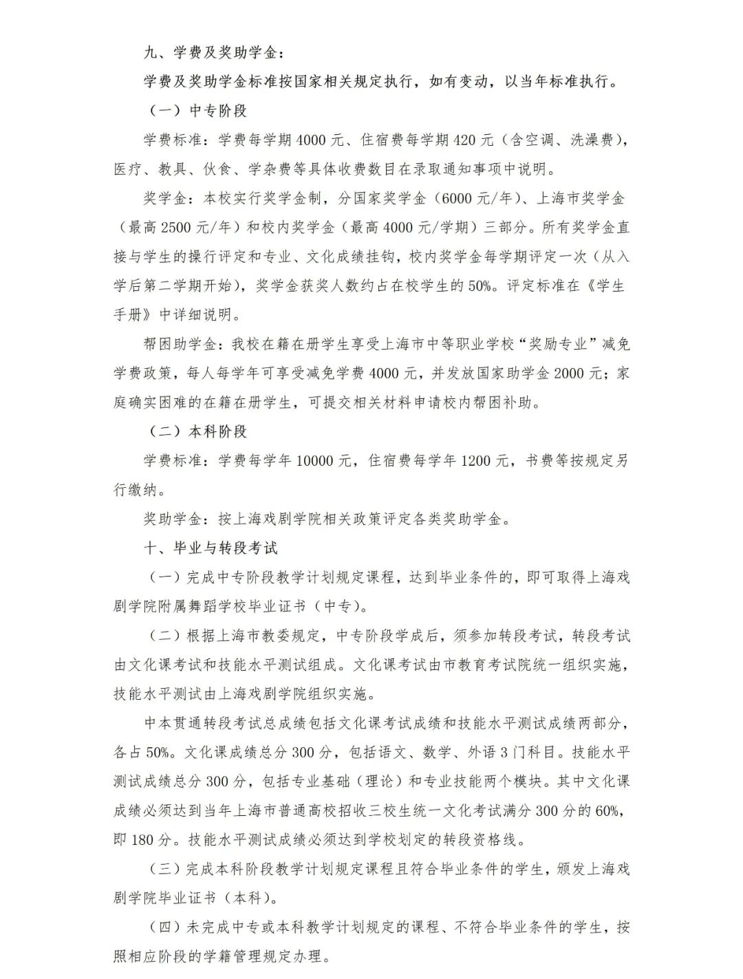 2022年上海市舞蹈學校招生簡章（含招生計劃、報名考試時間、考試內容及成績查詢時間）
