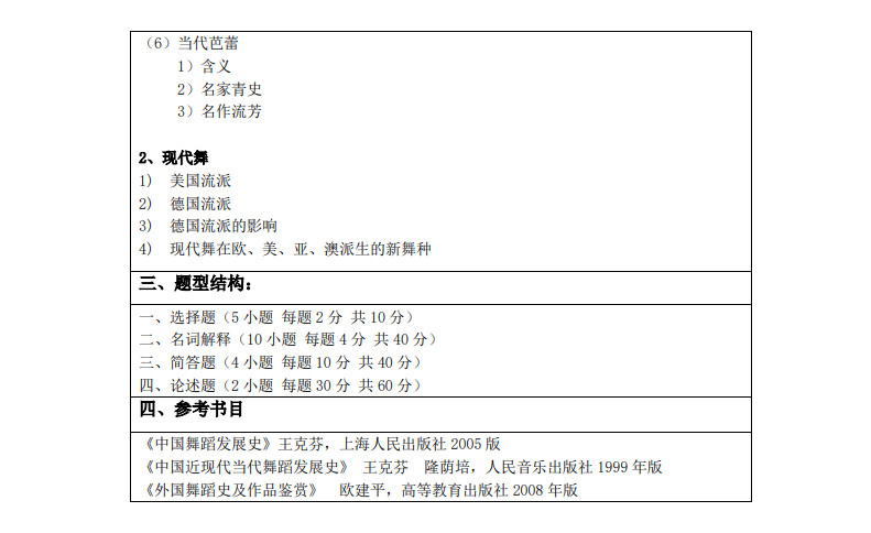 2024年齊齊哈爾大學舞蹈碩士研究生入學考試大綱