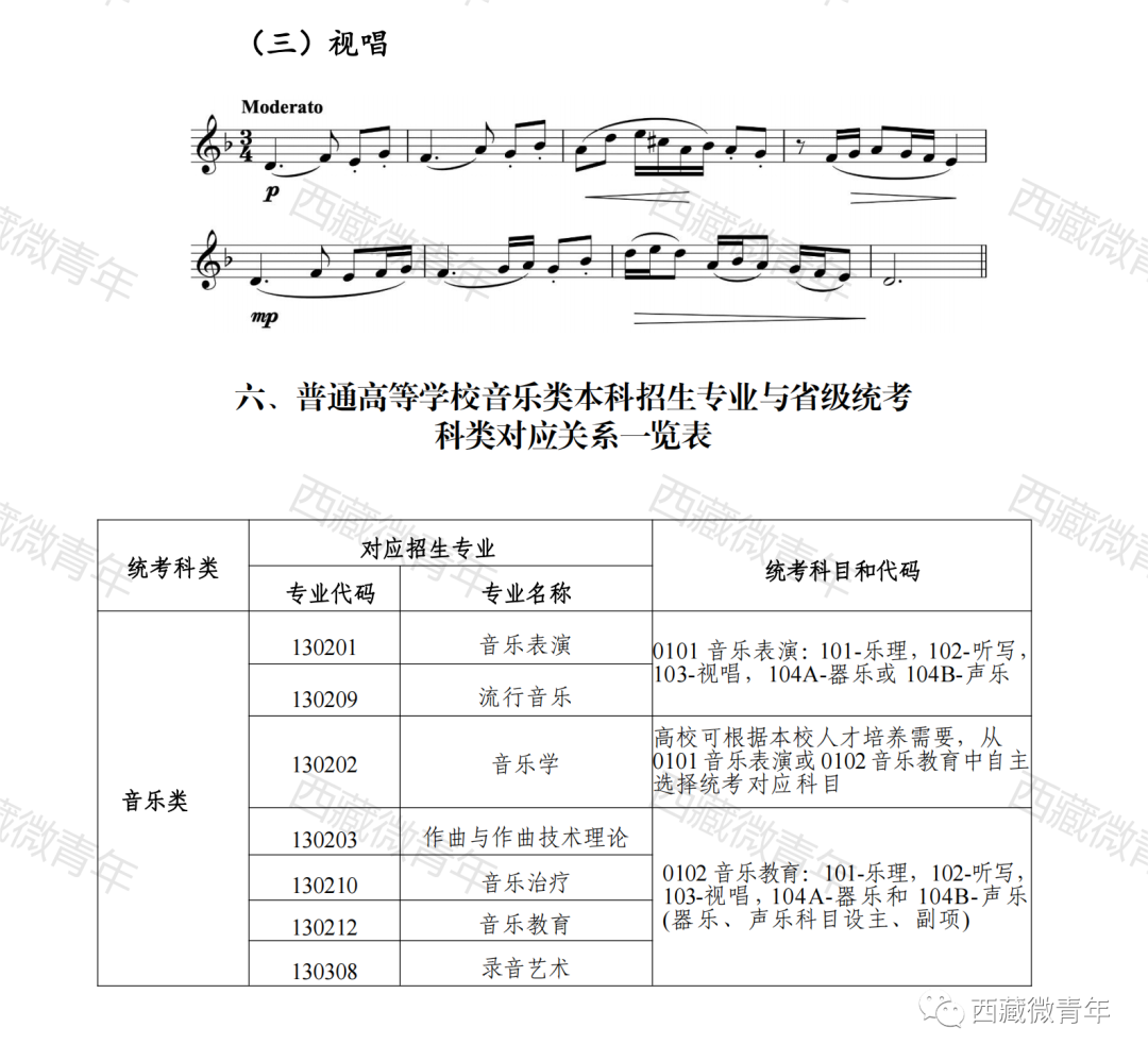 2024年西藏自治区普通高等学校招生艺术类 (音乐类)专业报考简介