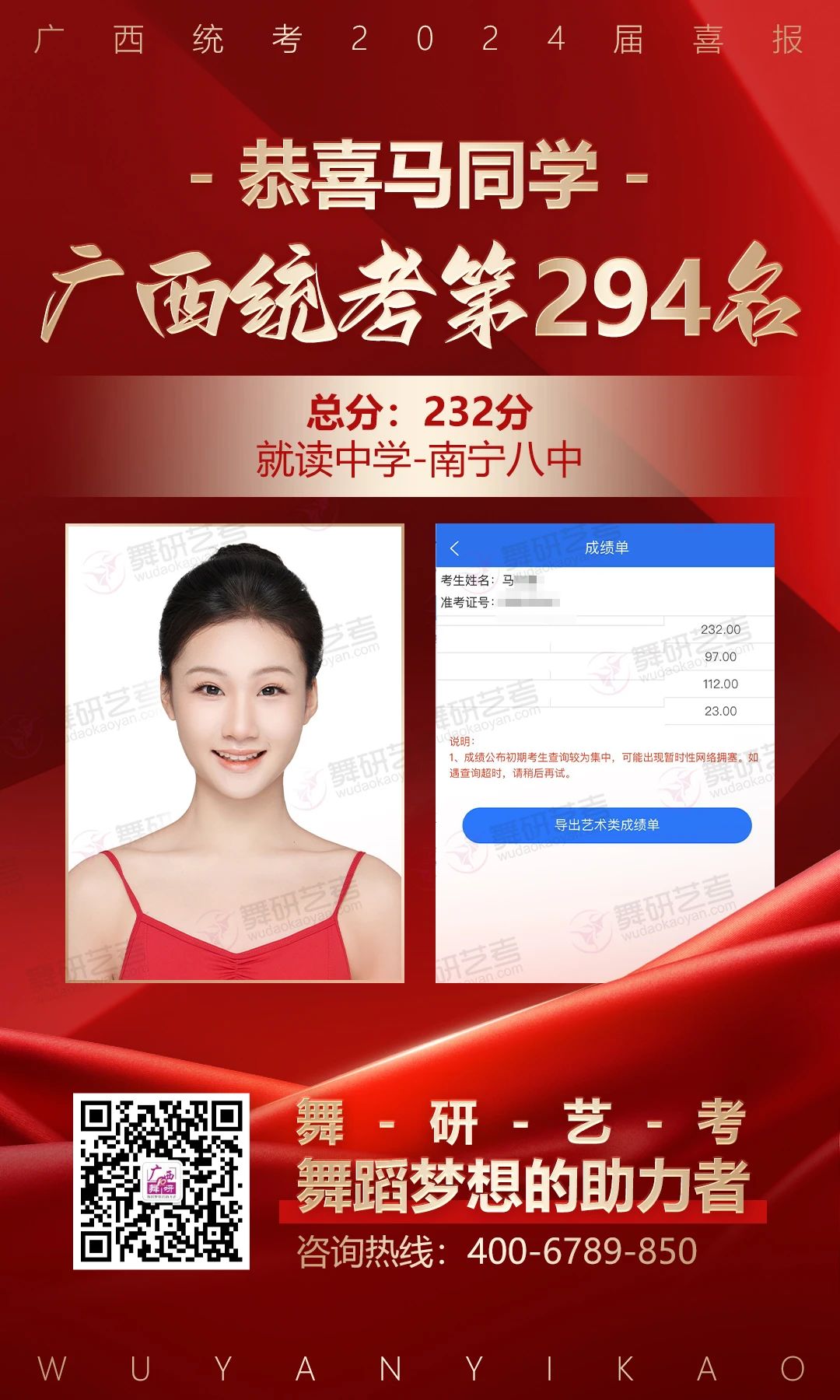 勇奪狀元！2024屆廣西舞蹈統(tǒng)考，舞研再創(chuàng)輝煌！五年五冠，霸榜廣西！