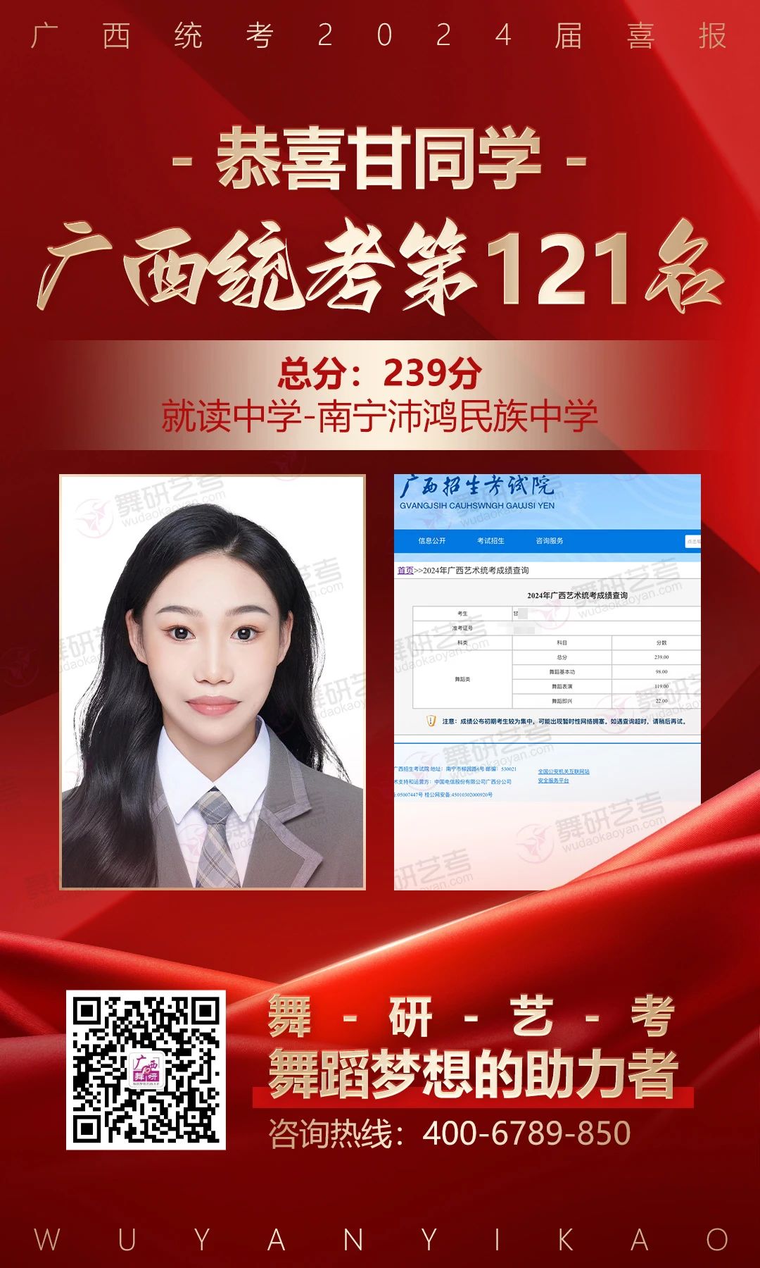 勇奪狀元！2024屆廣西舞蹈統(tǒng)考，舞研再創(chuàng)輝煌！五年五冠，霸榜廣西！