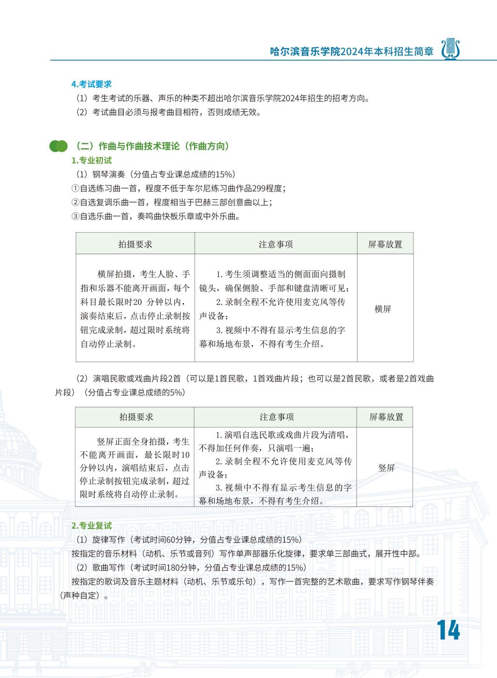 2024年哈尔滨音乐学院音乐舞蹈类本科招生简章（含招生计划、报名时间、考试内容及录取原则）