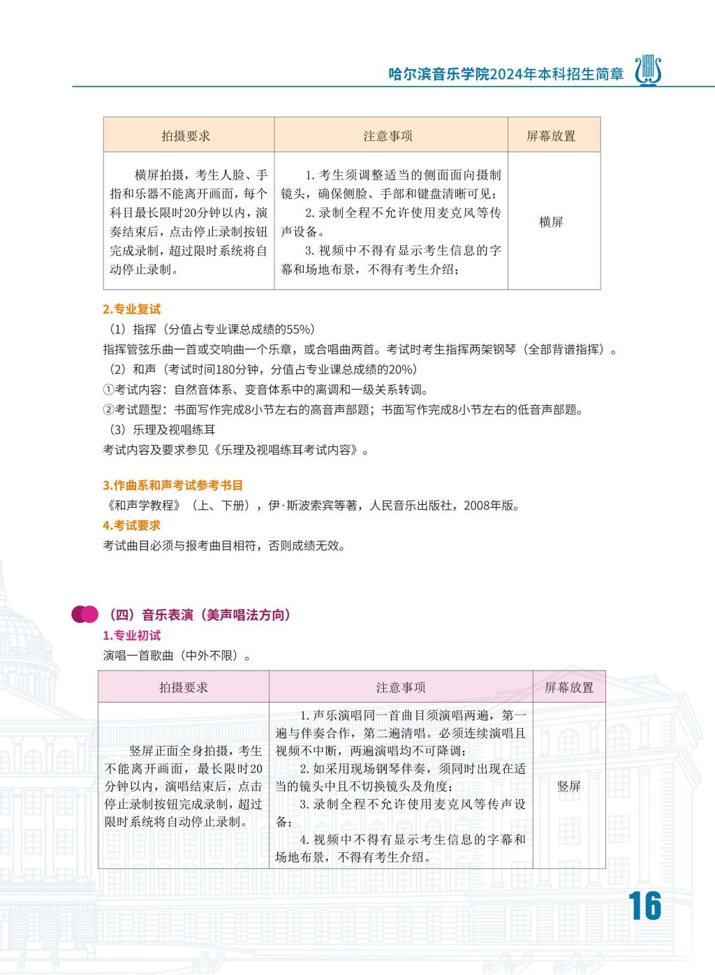 2024年哈尔滨音乐学院音乐舞蹈类本科招生简章（含招生计划、报名时间、考试内容及录取原则）