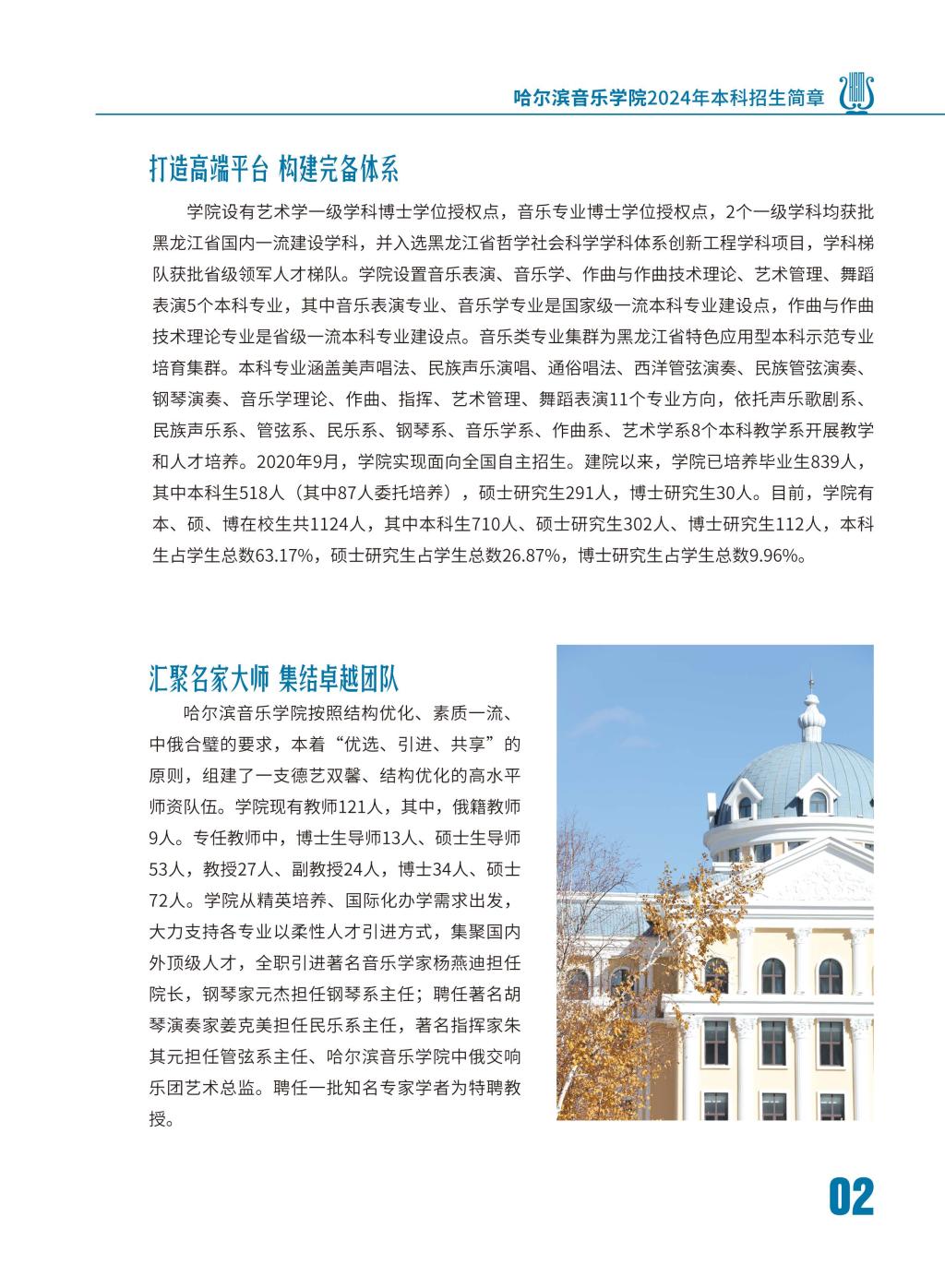 2024年哈尔滨音乐学院音乐舞蹈类本科招生简章（含招生计划、报名时间、考试内容及录取原则）