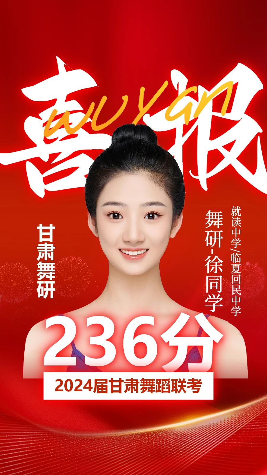 甘肅舞研勇奪普高女狀元！2024屆聯(lián)考，舞研學(xué)子蟬聯(lián)多省狀元！再創(chuàng)佳績！