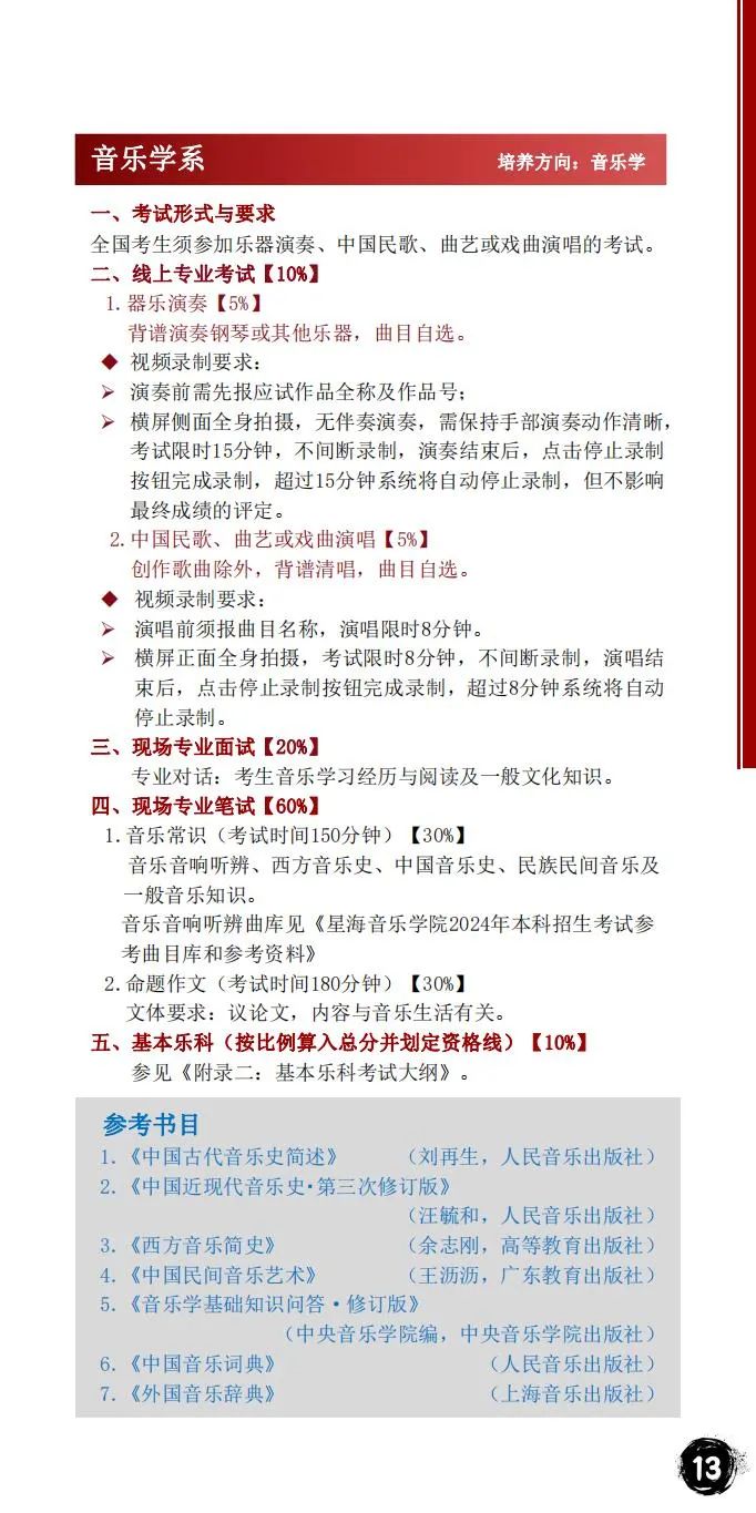 2024年星海音乐学院音乐舞蹈类本科招生简章（含招生计划、报考时间、考试大纲及录取原则）
