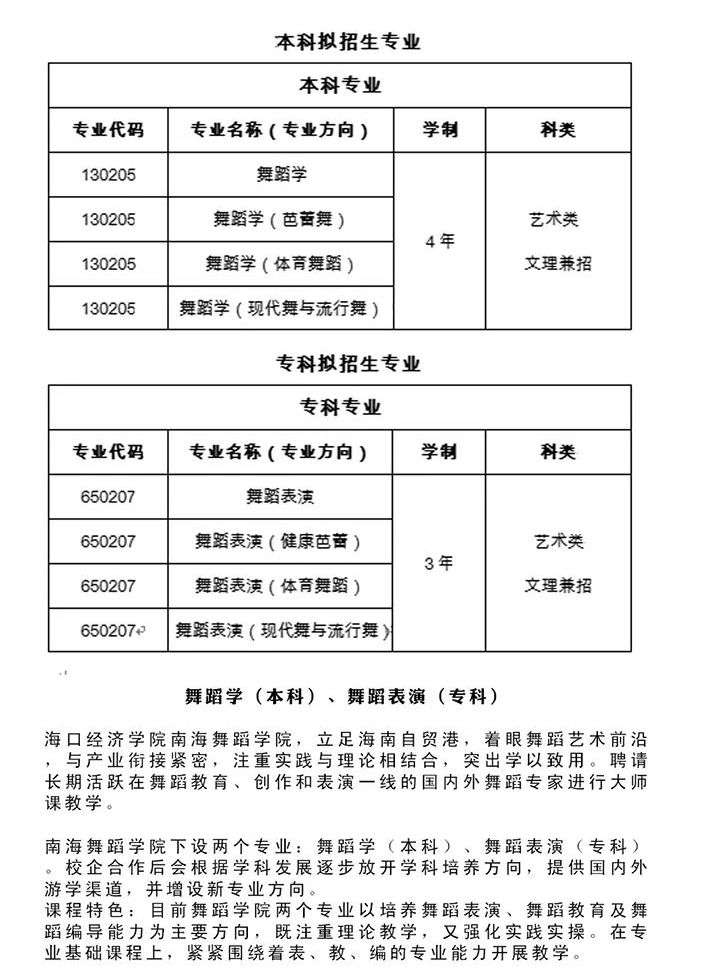 2024年海口经济学院音乐舞蹈类招生简章（含招生专业目录及专业介绍）