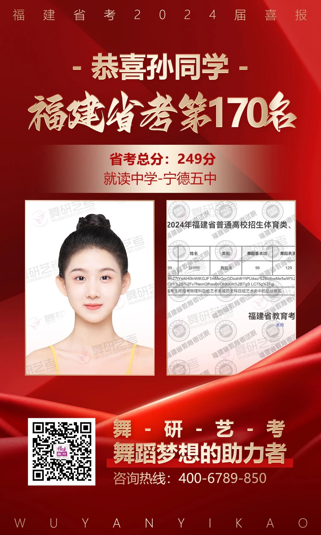 2024舞研福建省考，荣耀战绩！50%的学员考入全省前101名！全员高分过线！再创佳绩！