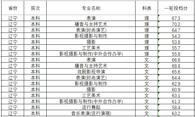 2024年四川傳媒學(xué)院分省音樂舞蹈類本科專業(yè)投檔成績