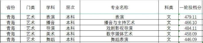 2024年四川傳媒學(xué)院分省音樂舞蹈類本科專業(yè)投檔成績