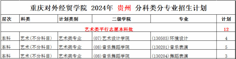 2024年重慶對(duì)外經(jīng)貿(mào)學(xué)院音樂(lè)舞蹈類(lèi)本科外省招生計(jì)劃