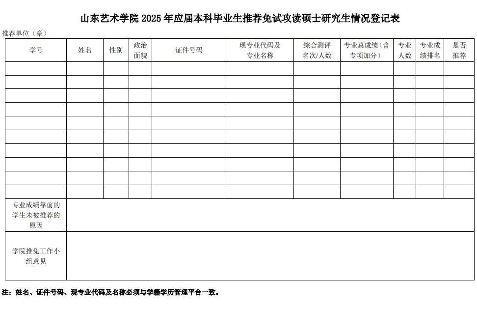 關(guān)于做好2025年山東藝術(shù)學(xué)院推薦優(yōu)秀應(yīng)屆本科畢業(yè)生免試攻讀研究生工作通知及工作章程