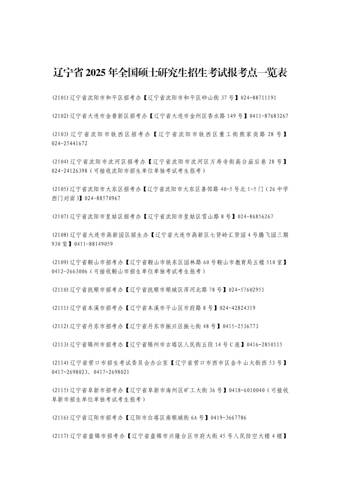 2025年辽宁省全国硕士研究生招生考试网报公告