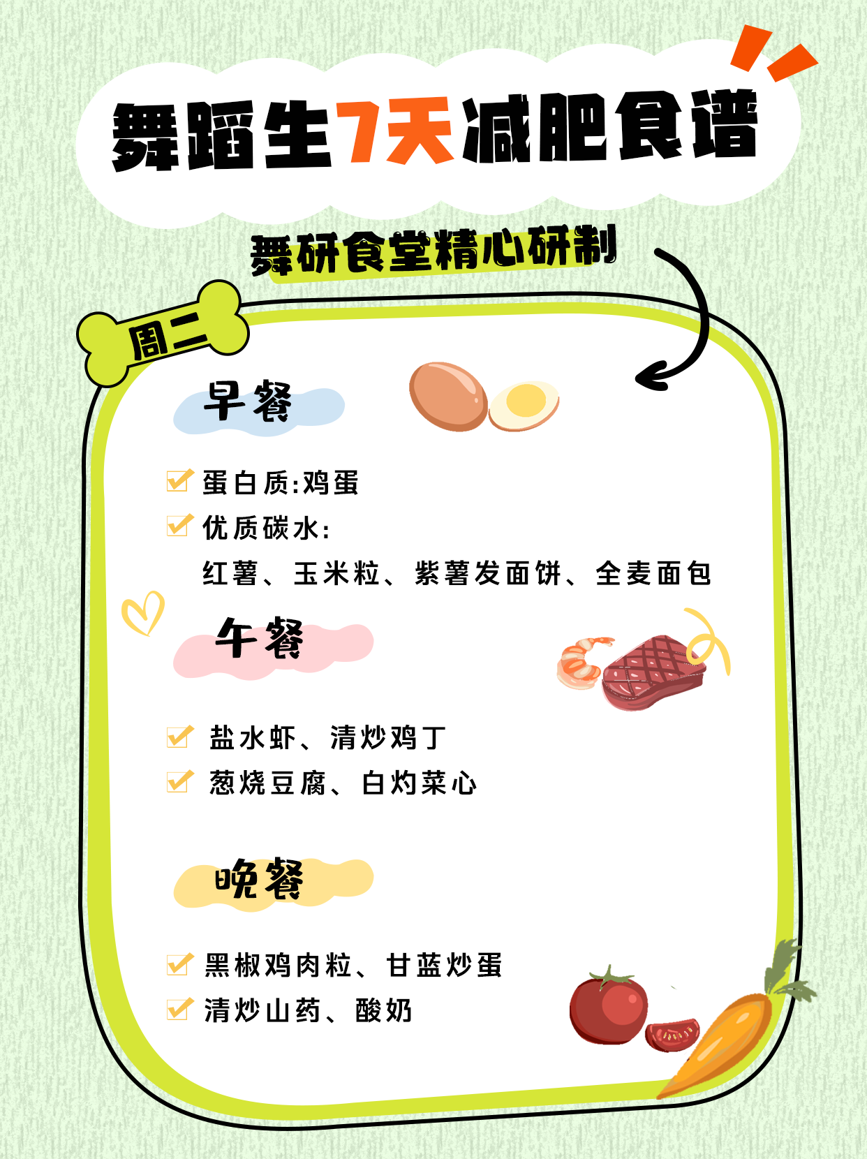 舞蹈生一周减肥食谱，亲测有效，巨掉秤！想要月瘦10斤的舞蹈生看过来！
