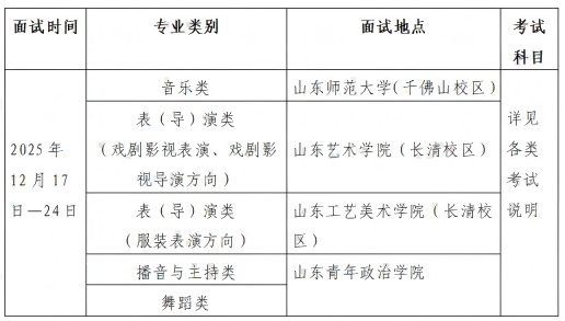 2026年山东省普通高等学校招生艺术类专业统一考试公告（含考试说明）