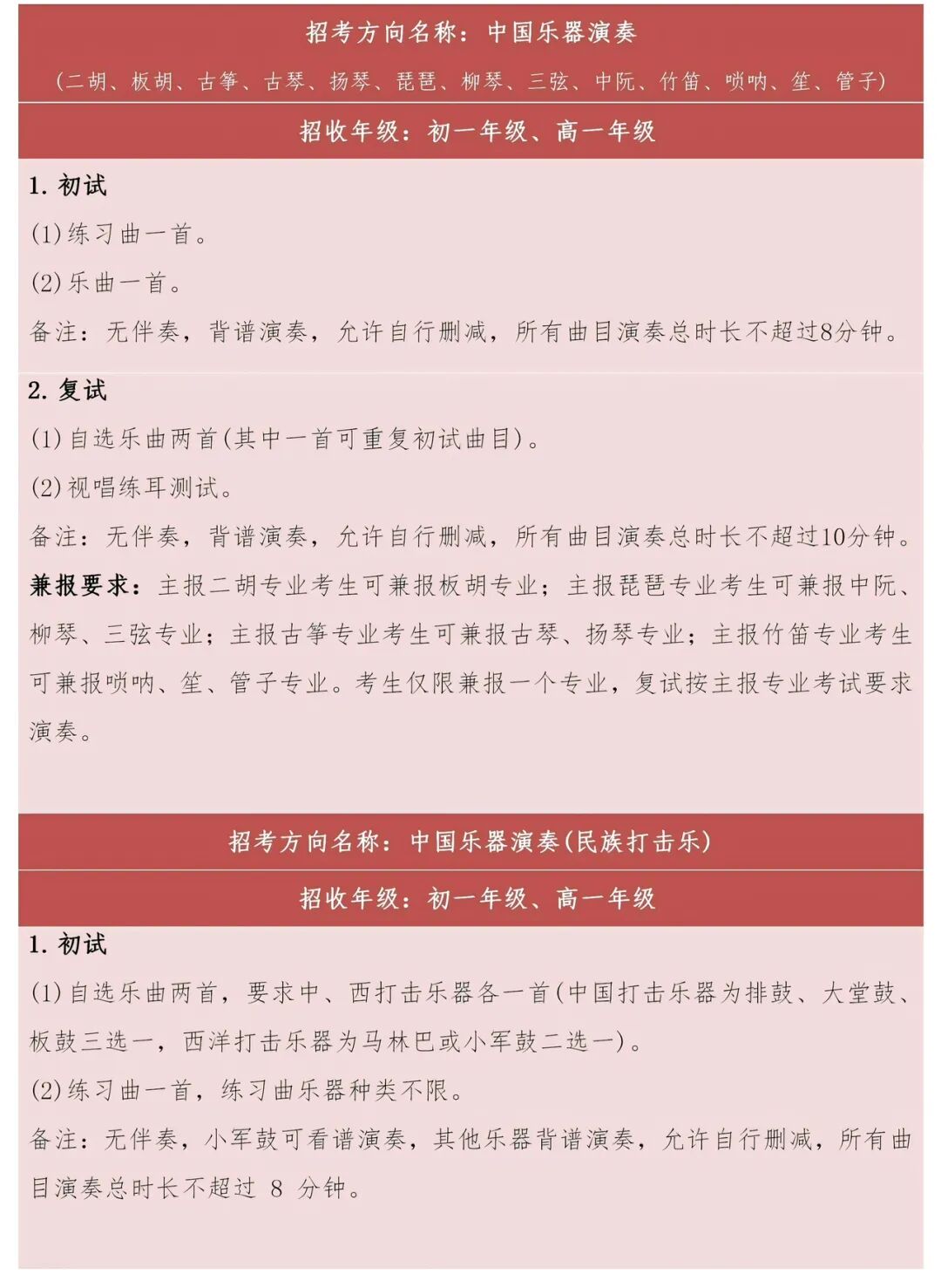 2026年天津音乐学院附中招生专业考试大纲