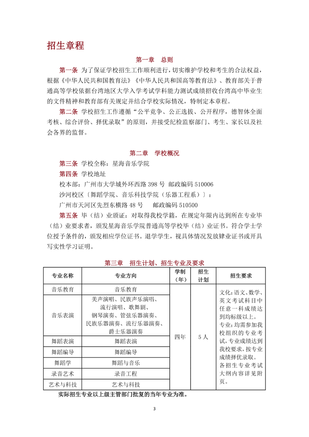2026年星海音乐学院音乐类、舞蹈类依据台湾地区大学入学考试学科能力测试成绩招收台湾高中毕业生招生简章