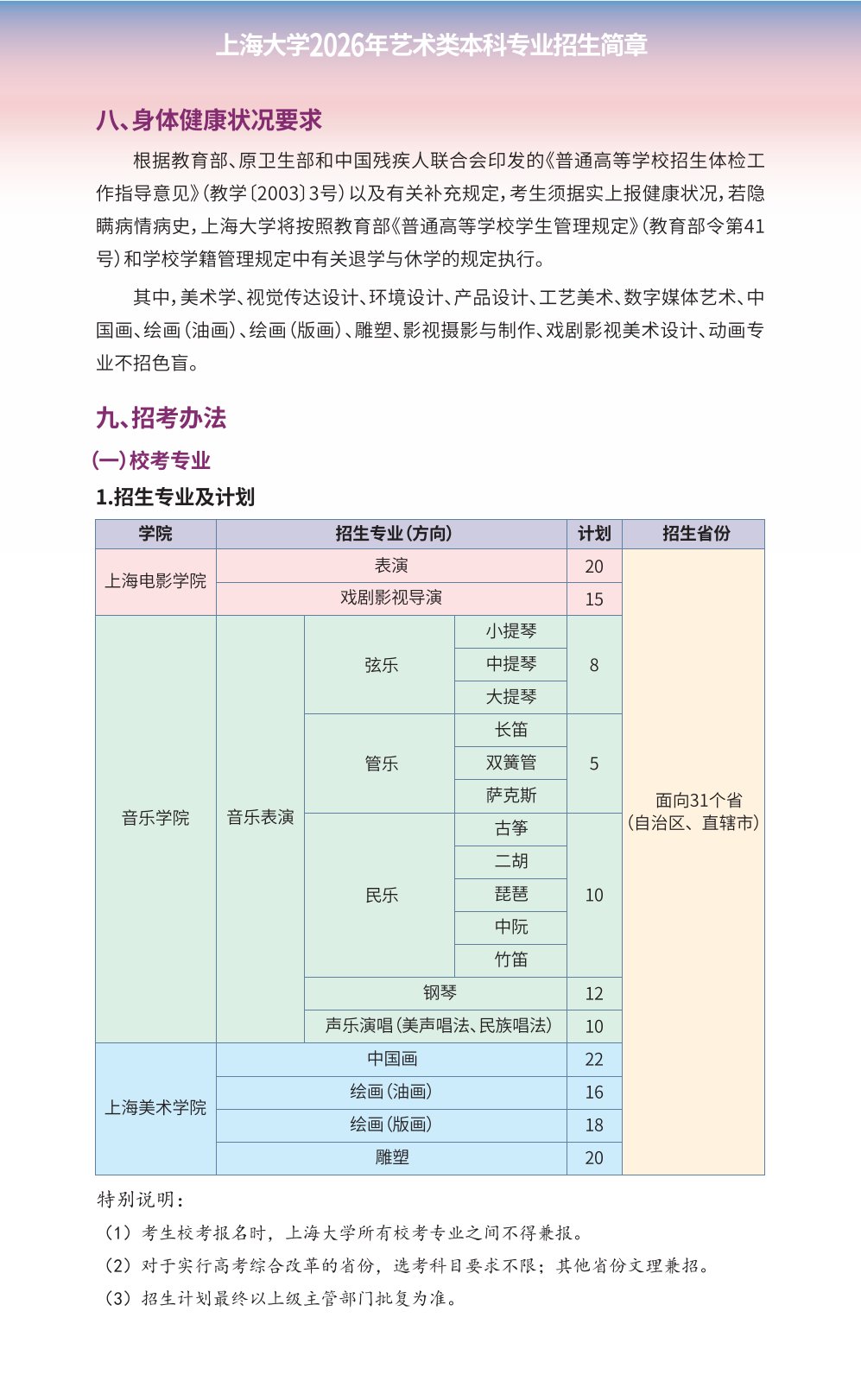 2026年上海大学艺术类本科专业招生简章