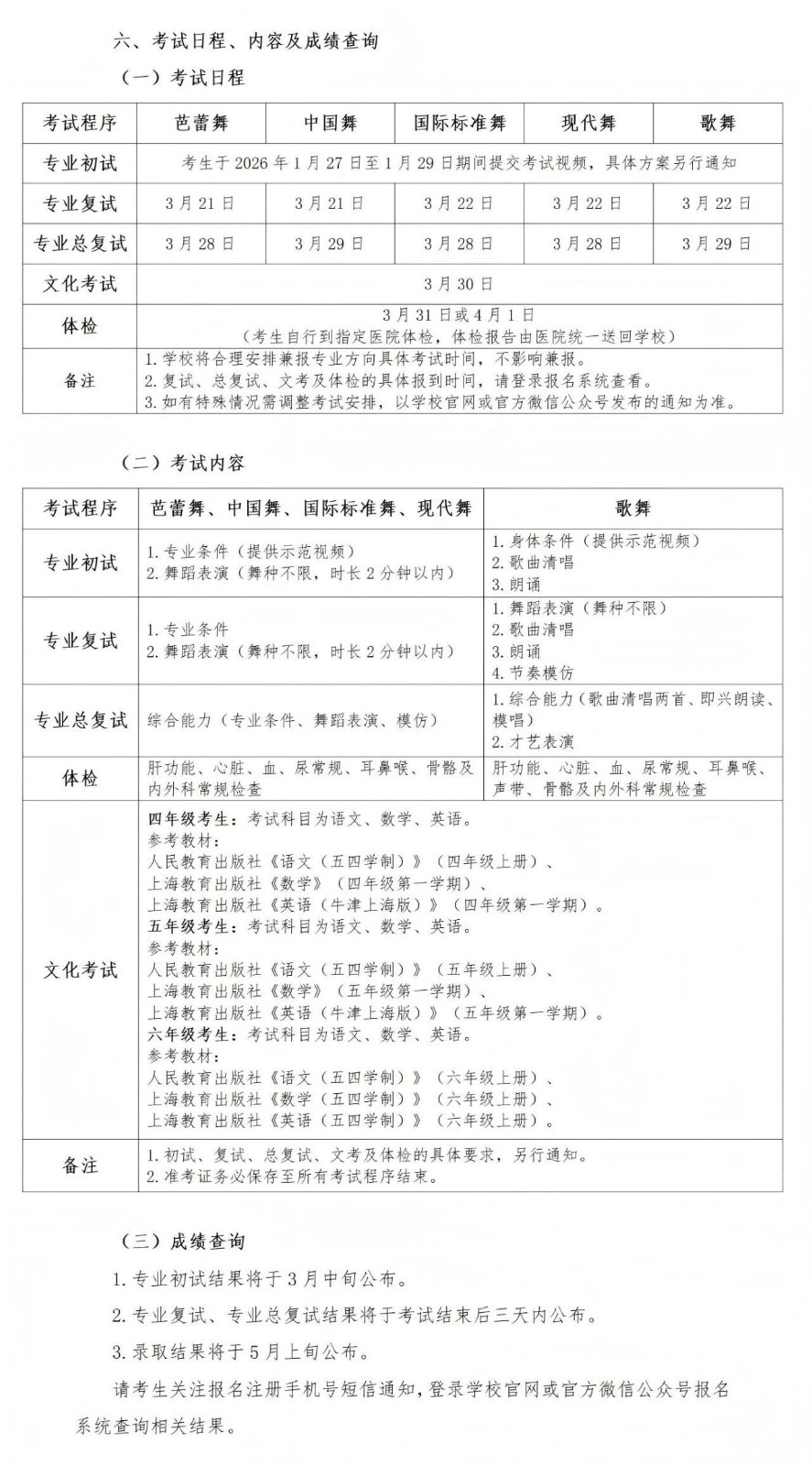 2026年上海市舞蹈学校招生简章