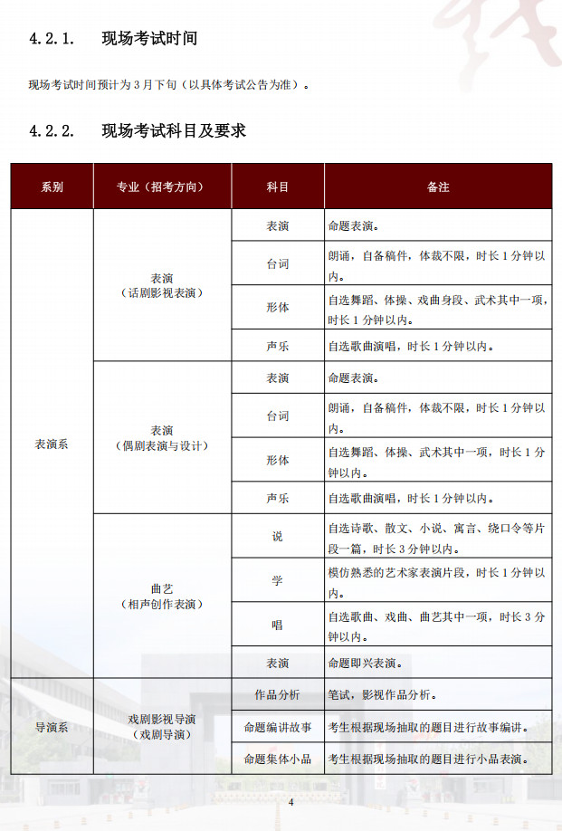 2026年中央戏剧学院本科招生专业考试简章
