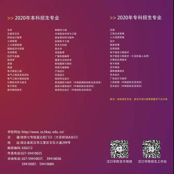 2020年漢口學院藝術類報考指南