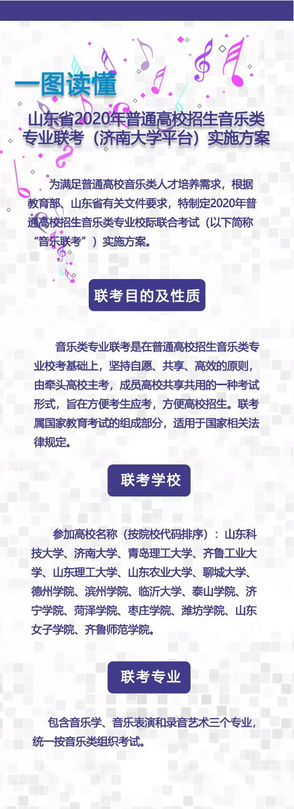 2020年山東省普通高校招生音樂類專業聯考（濟南大學平臺）實施方案