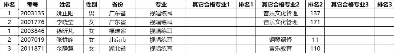 2020年星海音乐学院本科招生考试合格名单公示