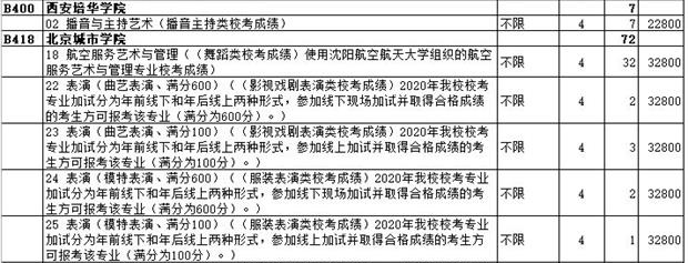 2020年山东省艺术类本科批校考第2次志愿院校专业计划