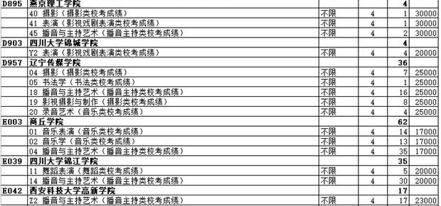 2020年山东省艺术类本科批校考第2次志愿院校专业计划