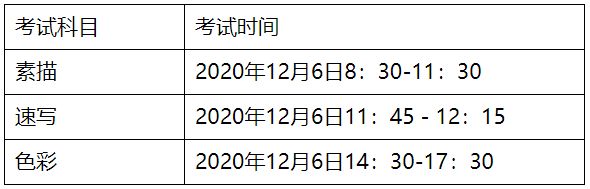 2021年广东省艺术类专业术科统一考试时间安排